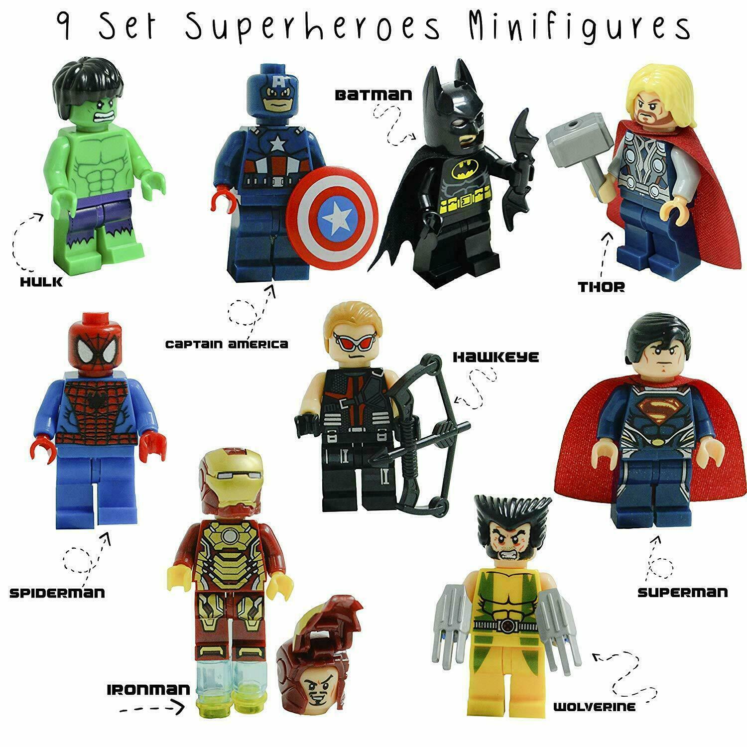 Marvel Avenger Super Heroes Brick Minifigure Custom Set