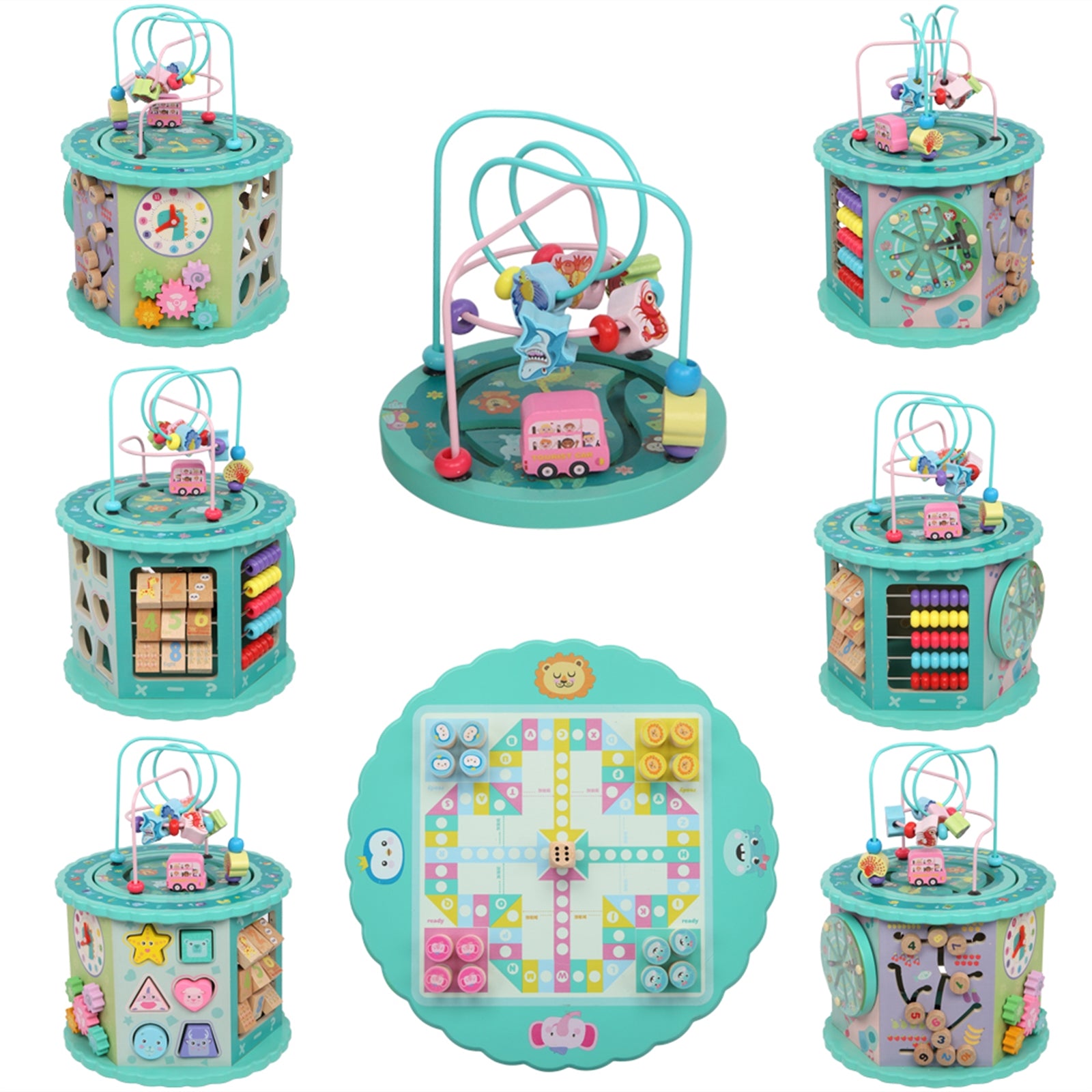 Wooden Toys Eight-In-One Function Winding Beads/Side Bead/Sea World Color Elements