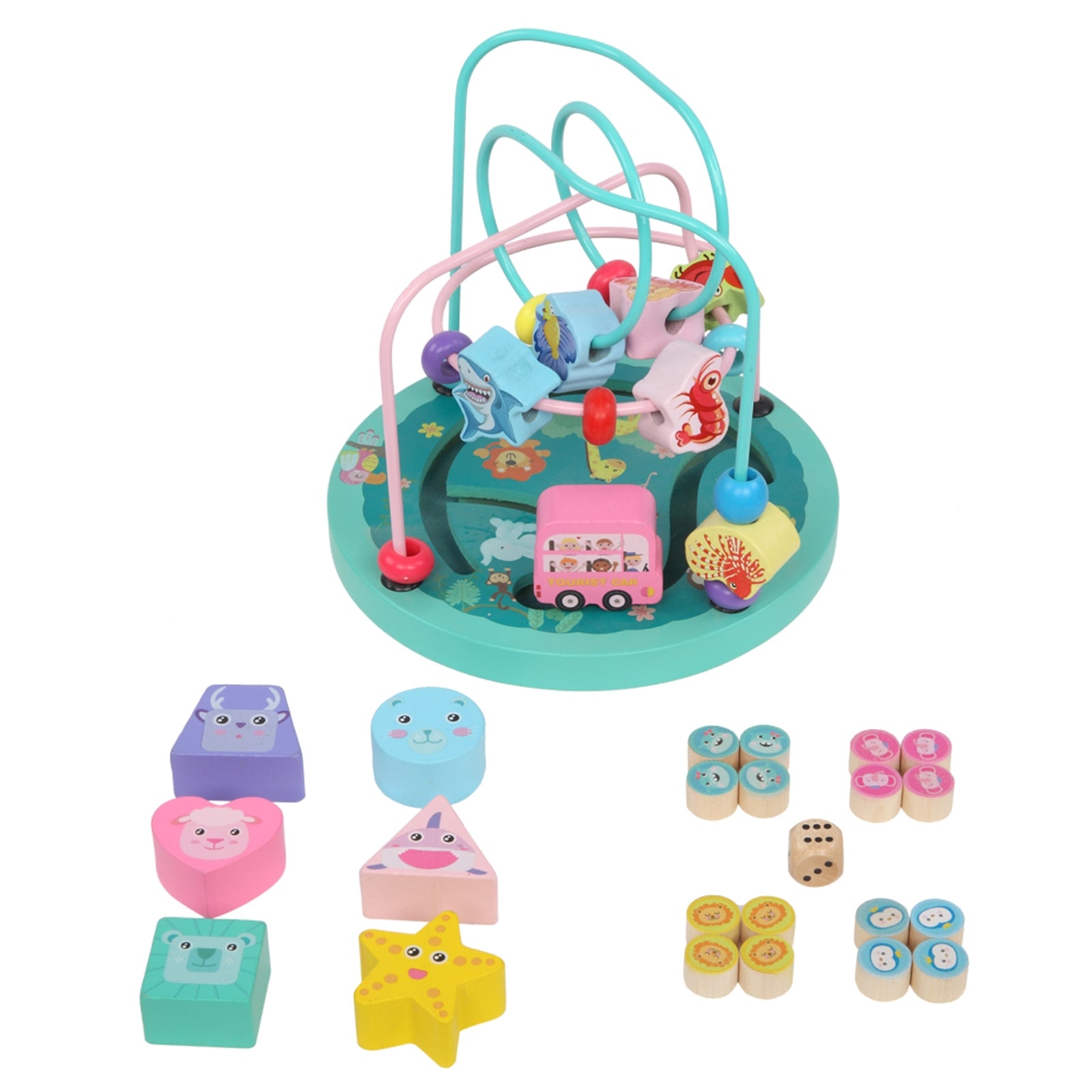 Wooden Toys Eight-In-One Function Winding Beads/Side Bead/Sea World Color Elements