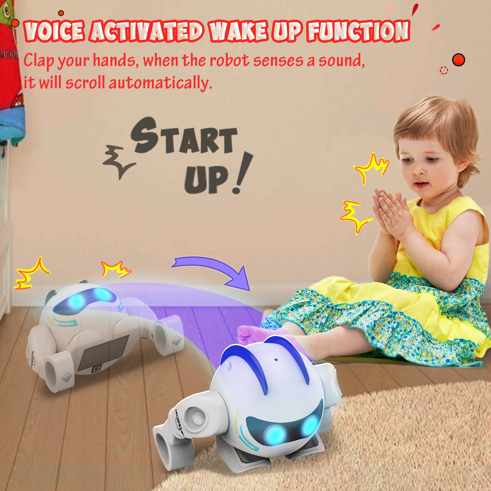 Music Rolling Robot Toy for Toddlers Kids