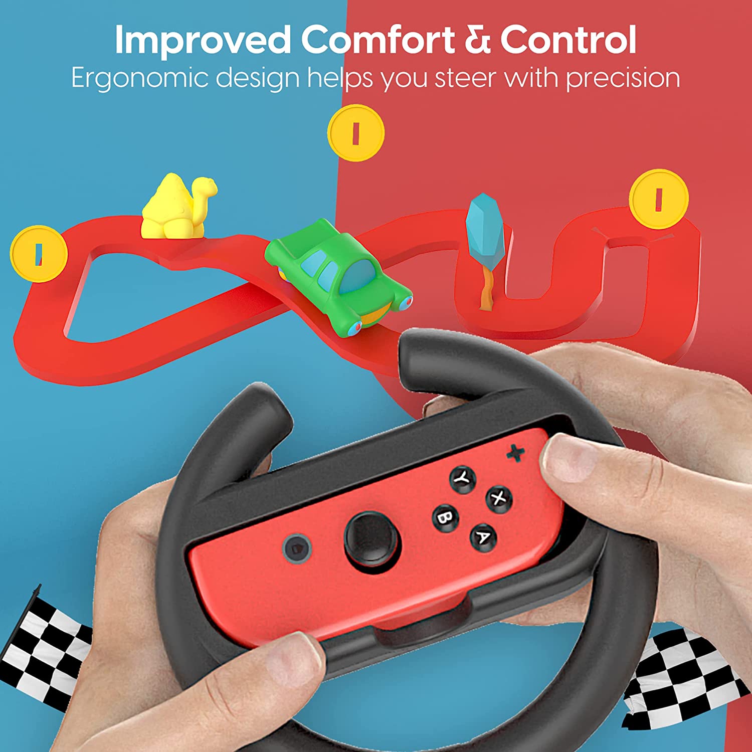 Racing Games Steering Wheel Compatible with Nintendo Switch