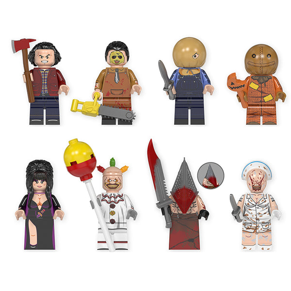 Horror Movie Lego-Compatible Minifigures Set (Twisty, Elvira, Sam
