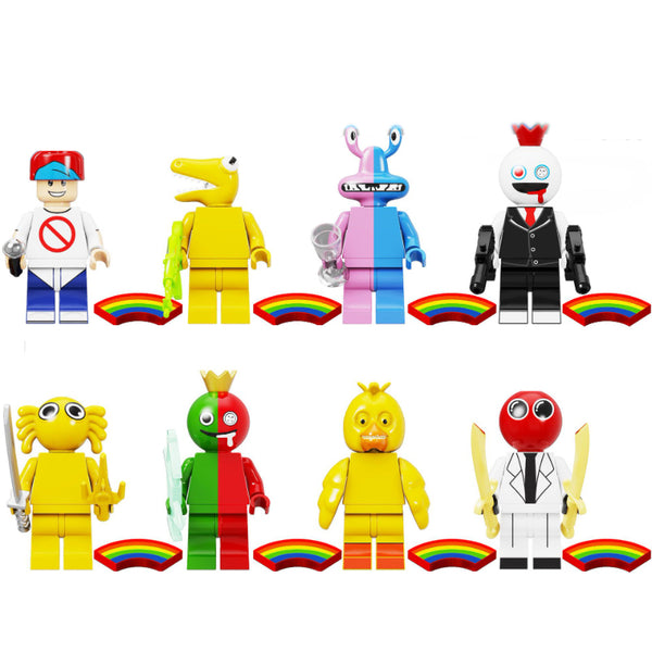 Vibrant Roblox Rainbow Friends: 8-Piece Brick Minifigure Custom