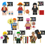 One Piece Series 9 Minifigures Custom Anime Brick Toy Set w/ Jolly Roger Flag
