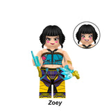 Zoey custom anime brick minifigure LEGO-compatible toy with twin neon blades