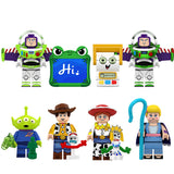 8-Piece Buzz Lightyear Series 3 custom brick minifigures set featuring Buzz, Woody, Lily Pad, and Smarty Pants inspired by Toy Story 5.
