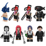 Chainsaw Man custom brick minifigures set including Denji Makima Kobeni Reze and Bomb Devil