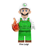 Fire Luigi classic power-up form custom animated brick minifigure.