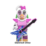 Glamrock Chica custom brick minifigure from Five Nights at Freddy’s LEGO-compatible toy