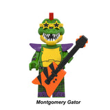 Montgomery Gator custom brick minifigure from Five Nights at Freddy’s LEGO-compatible figure