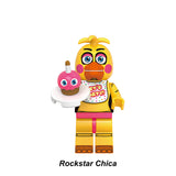 Rockstar Chica custom FNAF brick minifigure toy, Five Nights at Freddy’s animatronic figure