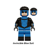 Invincible Mark Grayson in blue suit variant custom superhero brick minifigure.