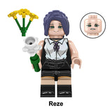 Reze Chainsaw Man custom anime brick minifigure with bomb flowers