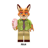 Zootopia brick minifigure custom toy featuring Nick Wilde in green outfit