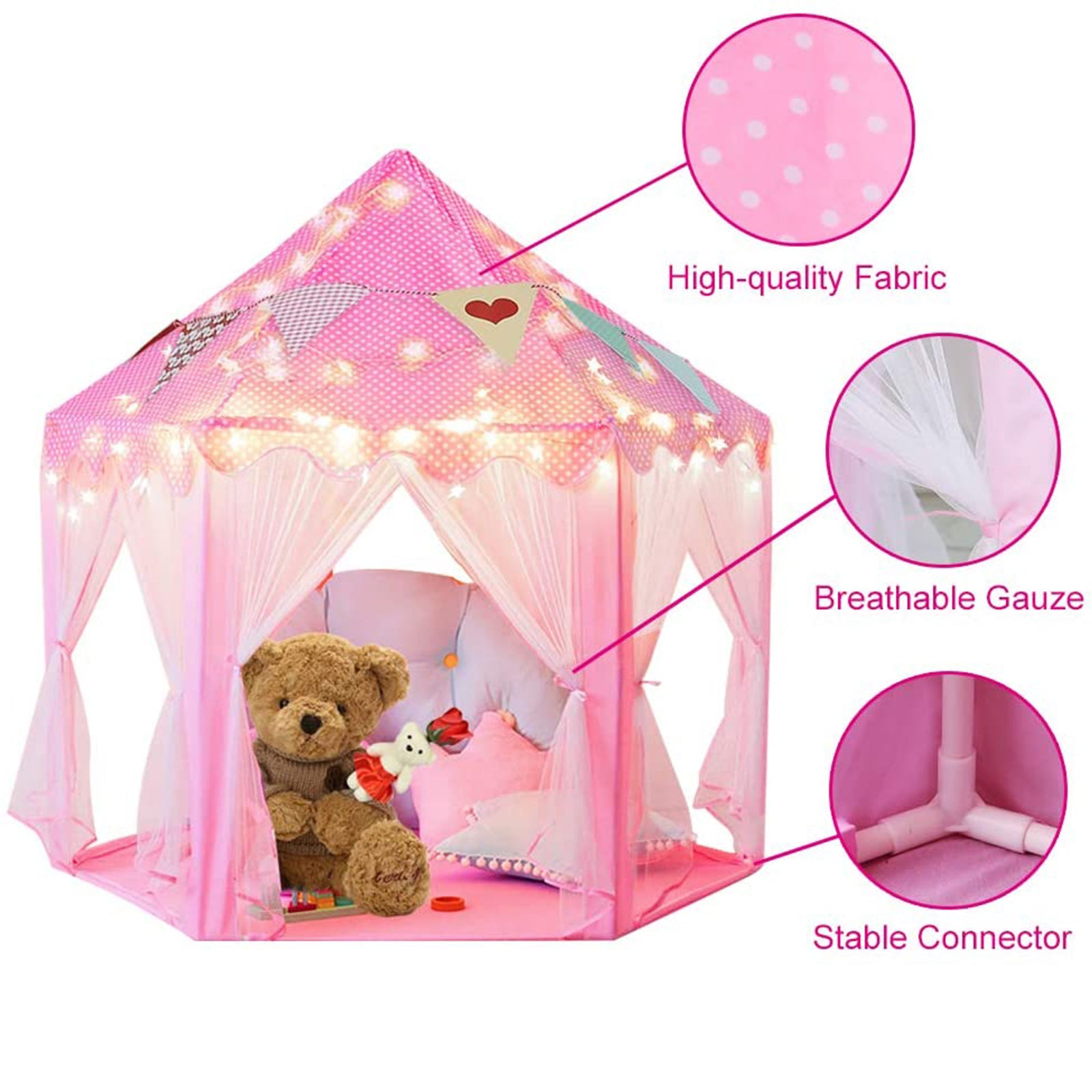 princess tent with lights Kids Play Tents Children Play Tents Indoor Play Tent For Girls Princess Castle Tent Pop Up Tent, Pink